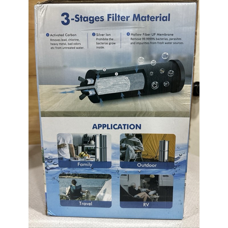 Purewell Gravity Fed Water Filtration System 2.9 Gallons 3-Stage 304