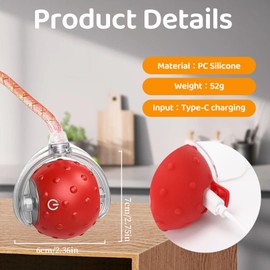 GOZINA Cat Toys Ball for Indoor, Interactive Cat Ball Toy, Bird Chirping Sounds, Comes with Dragonfly Tail and Caterpillar Tail (Red)