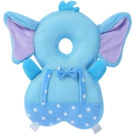 Protector de cabeza de bebé para niño pequeño, ajustable, protector de cabeza de bebé, almohadilla de seguridad (elefante estrella)