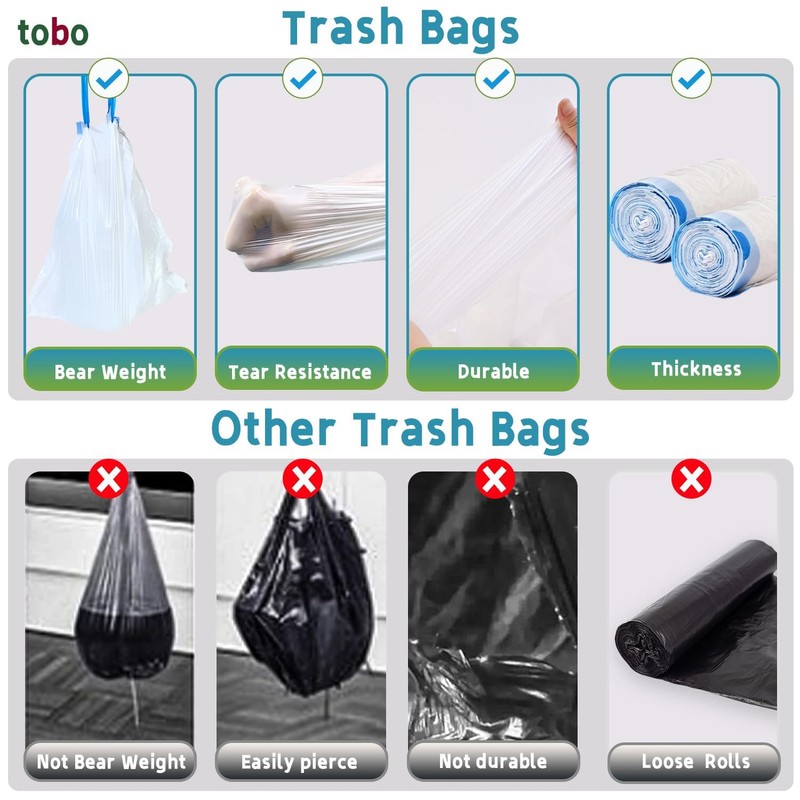Tobo 4 Gallon Small Trash Bags with Vanilla OdorShield (160