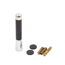 uxcell Silver Tone 8cm Carbon Fiber Screw Aluminum Alloy Car Short Stubby Radio Antenna