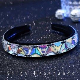 Aceorna Rhinestones Headbands Silver Crystal Hairbands Party Cosplay Headpiece Sparkle Laser Hair Hoop for Women and Girls