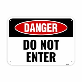 1PC Danger Do Not Enter Sign, 14 x 10 Inches - Aluminum - No Entry Stay Out Hazard Keep Out Outdoor Sign