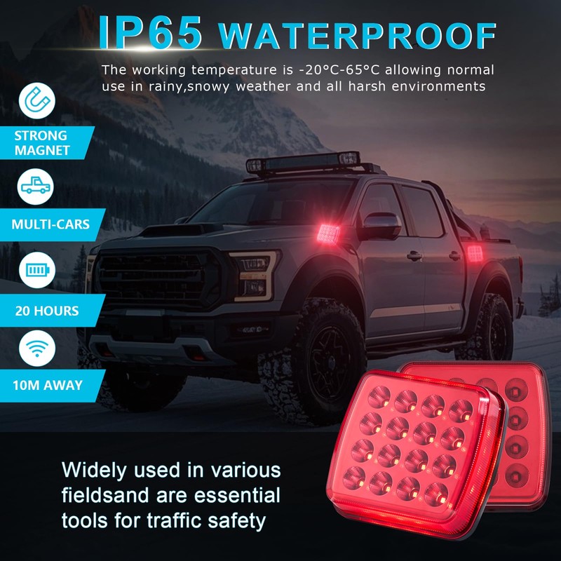 Markstor Wireless LED Road Flares for Emergency,Rechargeable Safety Flashing Lights