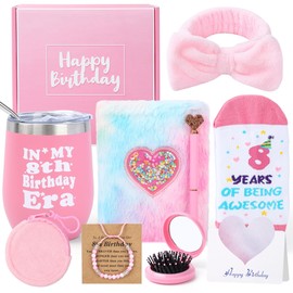Splendest 8 Year Old Girl Birthday Gifts - 9PCS Pink 8th Birthday Presents for Girl - Gifts for 8 Year Old Girls
