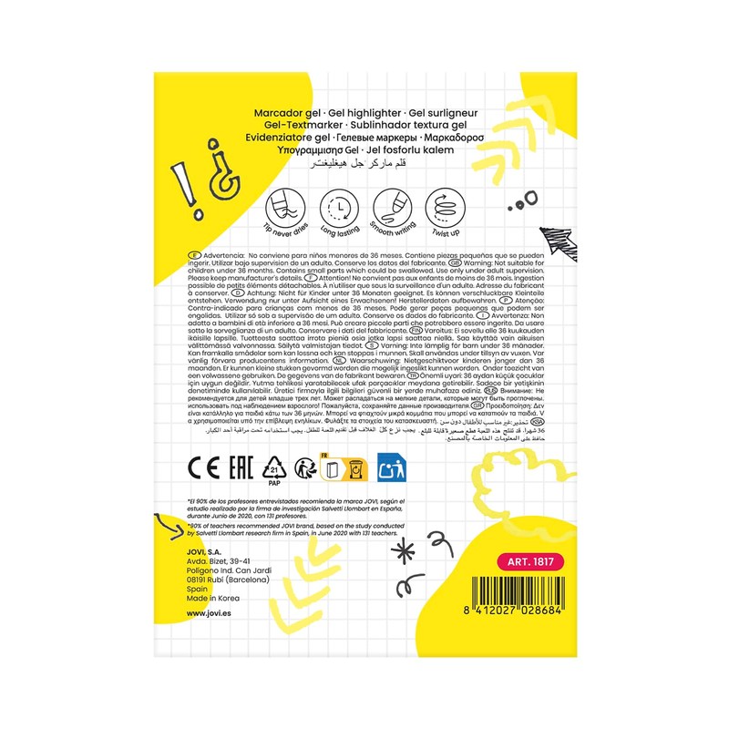 Jovi Case, 12 Markers with Gel – Yellow (1817)