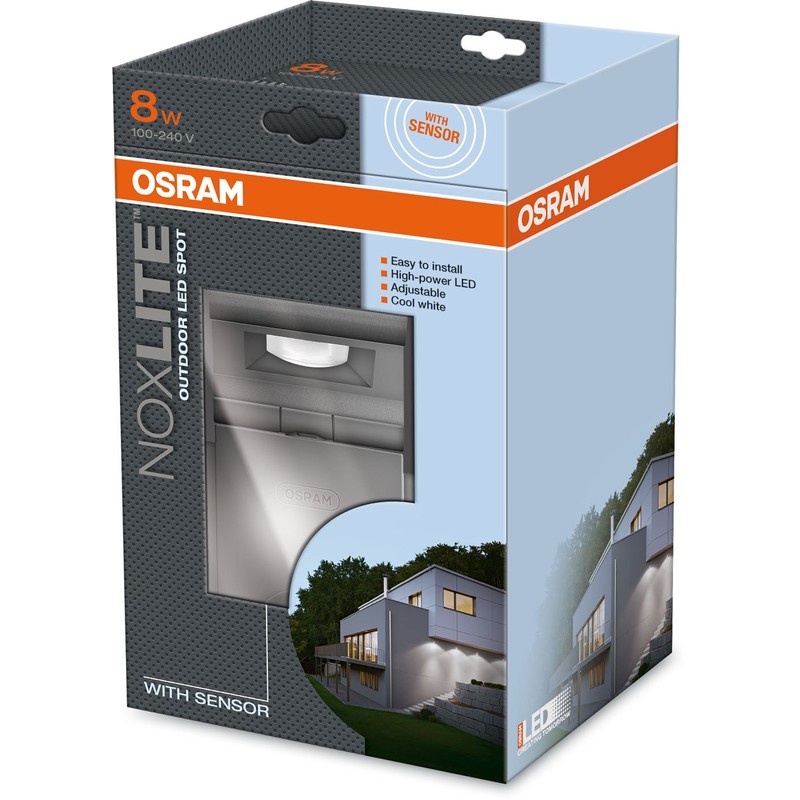 Osram Noxlite 73134 Outdoor LED Spotlight Sensor 8 Watt with