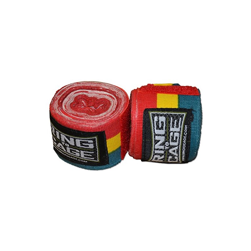 RING TO CAGE Handwraps Mexican Style Stretchable- Green/Yellow/Red - 180"