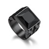 Bandmax Mens Womens Black Agate Ring Stainless Steel Black Signet