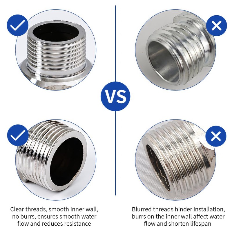 2PCS 304 Shower Hose Connectors Male to Female Threaded Connector