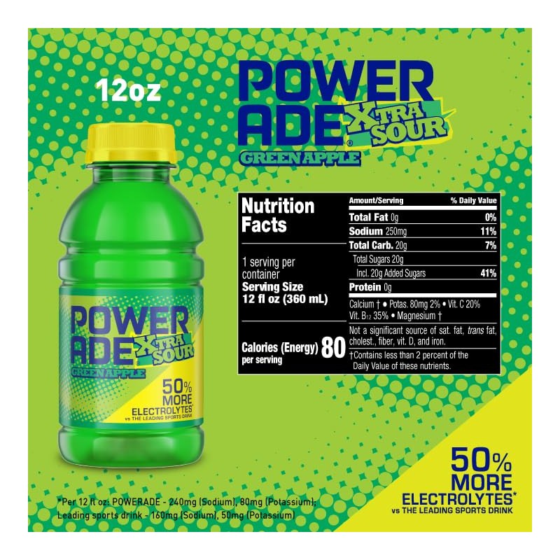 POWERADE Green Apple XTRA Sour 12oz 8pk