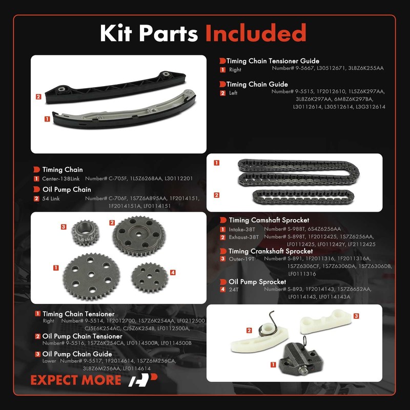 A-Premium 11PCS Engine Timing Chain Kit W/Sprocket & Tensioner &