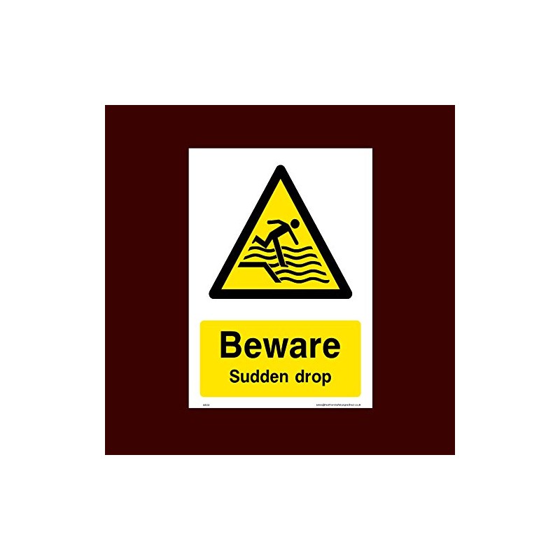Beware Sudden Drop Plastic Sign with 4 Pre-Drilled Holes (WS33)