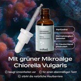 Salted Refining Niacinamide Serum, Reduces Pigment Spots, Reduce Pores, Against Blemishes, Skin Brightener, Face Care for Men and Women, Vegan, All Skin Types, 30 ml