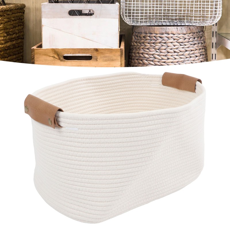 Cotton Rope Basket Large Capacity Multifunction Rope Woven Blanket Basket