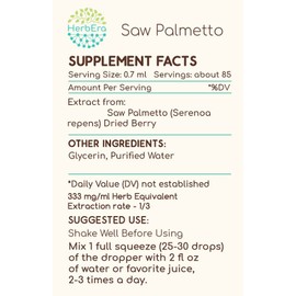 Saw Palmetto B60 Alcohol-Free Herbal Extract Tincture, Concentrated Liquid Drops Natural Saw Palmetto (Serenoa Repens) Dried Berry (2 fl oz)
