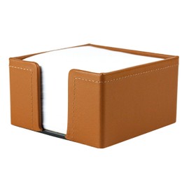 DELMON VARONE - Premium Leather Boxcalf Brown Note Box with 500 Sheets of Paper, Notepad in Genuine Leather Box for Desk and Office, Ideal for Writing Thoughts, Ideas and Notes