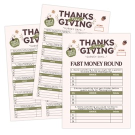 QKX Thanksgiving Party Games, Family Feud Game, Christmas Friendly Feud, Family Reunion Games and Activities for Festival, Party Supplies for Adults, 30 Game Cards, 3 Fast Money Round Cards, SX02