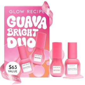 Glow Recipe Guava Brightening Korean Skincare Gift Set - Vitamin C Under Eye Cream Treatment + Hydrating Vitamin C Dark Spot Face Serum with Niacinamide & Peptides, Travel Size (2 Count)