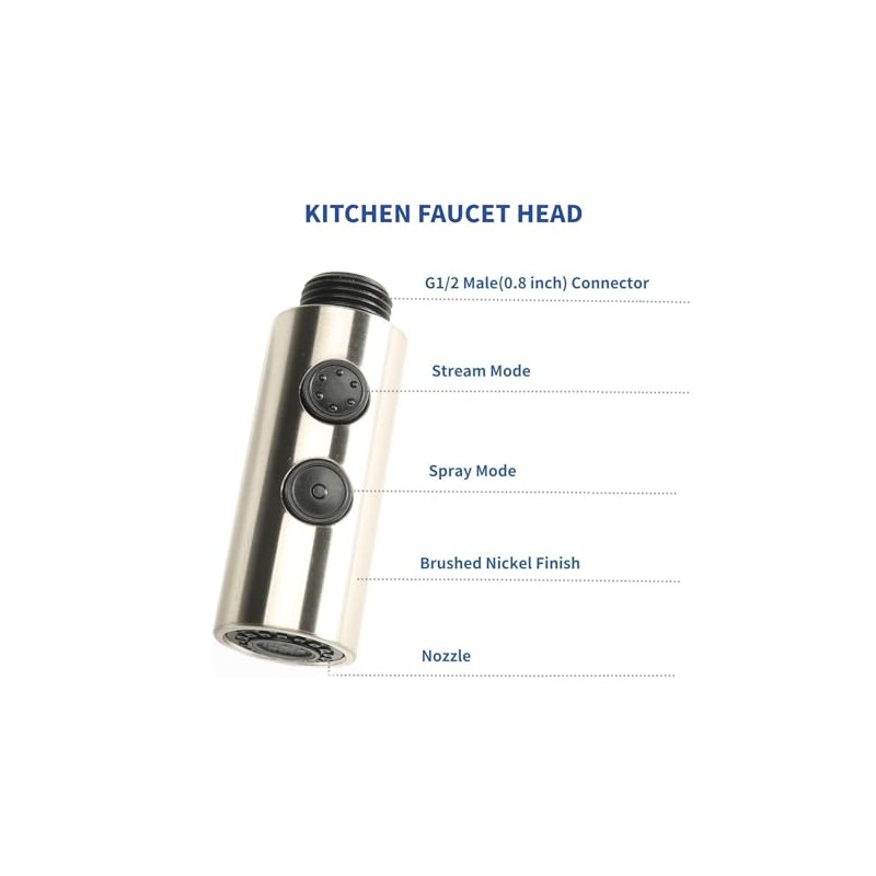 Kitchen Sink Faucet Sprayer Head, 2 Functions Sprayer Attachment for