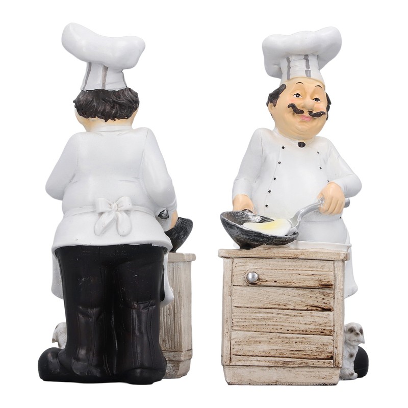 Chef Cooking Figurine Small Stereoscopic Art Ornament Resin Decoration Statue
