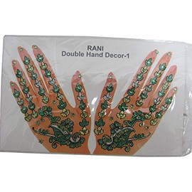 Indian Fashion Art Bollywood Hand Tattoo Sparkling Rhinestone Stick-On Reuseable Bindi (Green)