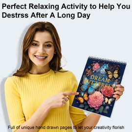 Adult Coloring Book for Women Relaxation Spiral Bound Page One Sided Design Gifts Arts and Crafts for Women to Relax, Anxiety and Depression 30 Colorful Coloring Pages of Dream Butterfly