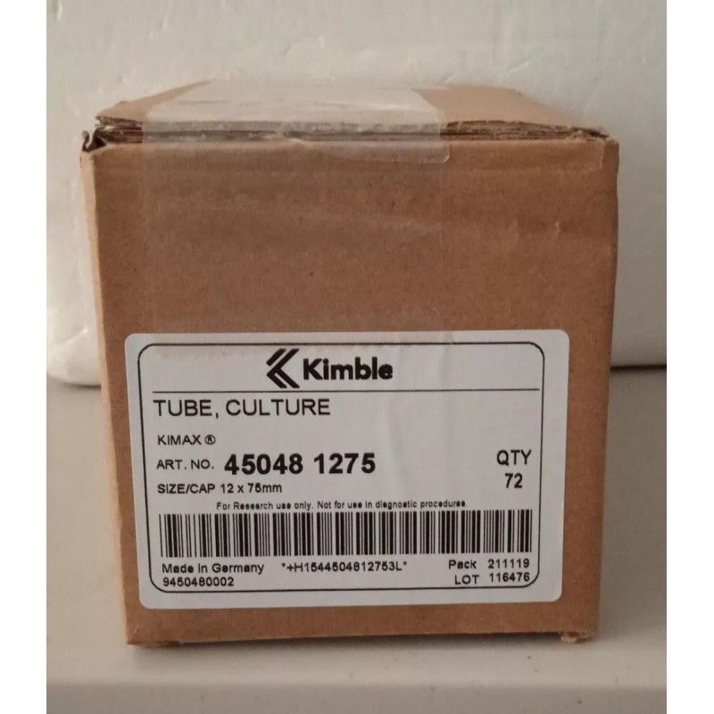 Kimax Tubo De Ensayo 12 X 75mm, 6ml Volumen Caja