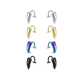 Hilufiet Non-Piercing Fake Lip Ring Vampire Devil Teeth Stainless Steel Adjustable Cuff Lip Ring For Women Men-4pairs