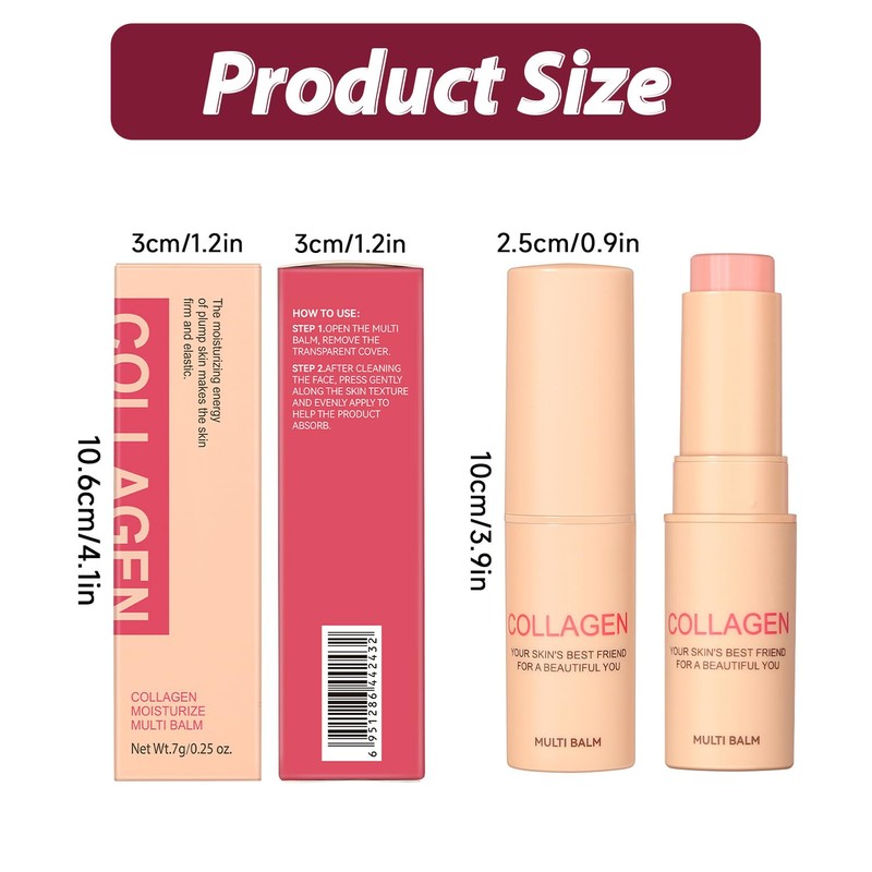 Collagen Multi Balm Stick – Anti-Wrinkle Face Moisturizer, Hydrating Eye