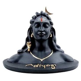 Adiyogi Shiv Shankar Murti Statue For Car Dashboard, Pooja Mandir And Home Decor Matte Black, Medium Size- 10 cm