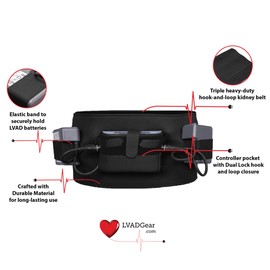 LVAD Gear Sleeping Belt for HeartWare – Adjustable Night Support Belt with Secure Controller Pocket & Battery Holders – Breathable, Heat-Resistant LVAD Sleep Solution (LV107-S/M)