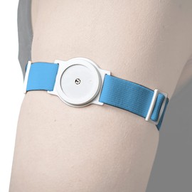 DiaBrothers Freestyle Libre 2 Fixation Strap Holder with Adjustable Bracelet – Holder: White – Bracelet: Sky Blue – Size: S (15-25 cm)