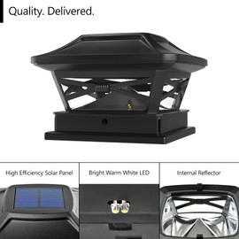 Davinci Lighting Renaissance Solar Outdoor Post Cap Lights - Includes Bases for 4x4 5x5 6x6 Posts - Bright LED Light - Slate Black (1 Pack)