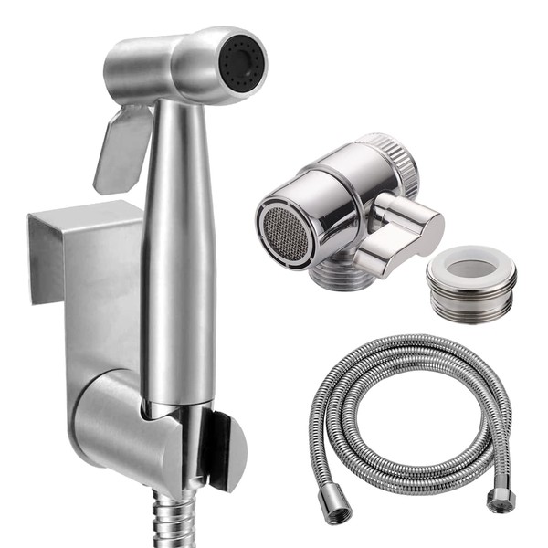 Portable Bidet Sprayer Kit - with Tap Diverter and Faucet Adapter for Kitchen Sink Faucet or Bathroom, Include 59" Hose and Hook up for Feminine Hygiene, Pet Shower