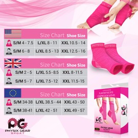 Physix Gear Plantar Fasciitis Socks with Arch Support for Men & Women - Best 24/7 Compression Foot Sleeve for Heel Spurs, Ankle, PF & Swelling - Holds Shape & Better than a Night Splint - PINK S/M