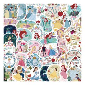Feifei’S Bow 60pcs Princess Aven Superheros Toy Kids Stickers Luggage Laptop Skateboard Waterproof Party Bag Fillers Waterbottle Decal Graffiti Patches (Princess 60pcs)