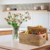 Hipiwe Rattan Basket With Lid Rectangular Lidded Basket Natural Hand-Woven