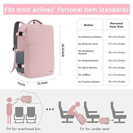 Taygeer - Mochila de viaje para mujeres, mochila de cabina con puerto de carga USB y bolsa para zapatos, mochila TSA para laptop de 15.6 pulgadas apro
