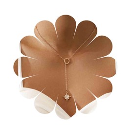 Aneneiceera Simple Rhinestone Star Pendant Y Necklace Gold CZ Eight-pointed Star Pendant Necklace Link Chic Chain Boho Necklace Jewelry Party Nightclub Gifts Wedding Jewelry for Women