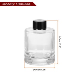 HARFINGTON 2pcs 150ml/5oz Empty Glass Diffuser Bottle 3.7" x 2.6" Refillable Fragrance Accessories Aromatherapy Jar Container for Replacement Reed Diffuser DIY Home Bathroom Transparent