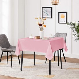 sancua Square Tablecloths 54x54 Inch - Pink Fabric Table Cloth for Square or Round Tables, Washable Polyester Table Cover for Dinner, Holiday Party, Decorative Display Tables