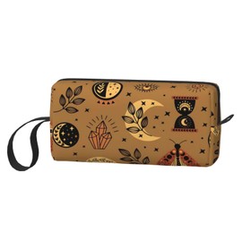 OLUSENMO Mystical Moon & Star Makeup Bag Organizer Small Cosmetic Bags Compact Durable Oxford Fabric Multi-Purpose Storage Perfect for Travel, Gym, Daily Use