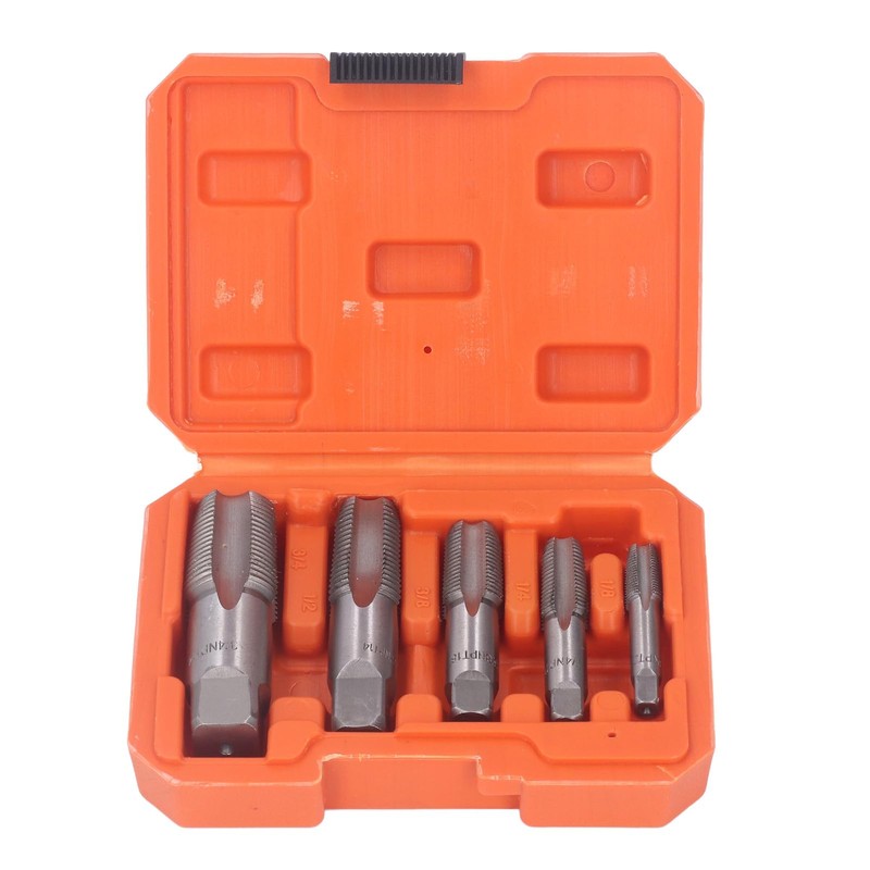 5 Piece NPT Pipe Tap Set, Carbon Steel Threaded Plumbing