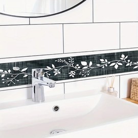 HOMETITUTE Wallpaper Border Peel and Stick Dark Botanical Vine Texture Decorative Wall Trim Self Adhesive Border for Walls Mirror Frame Accent Strip for Bedroom Bathroom Kitchen Living Room 4x196 Inch