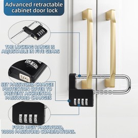 NBYT Cabinet Lock,Combination Padlock,Gym Locker Lock Code Long Adjustable Shackle Lock for, School, Gym, Fences,Child Proof Sliding Code Locks Baby Safety U Shaped for Knob Handle Drawers Closet