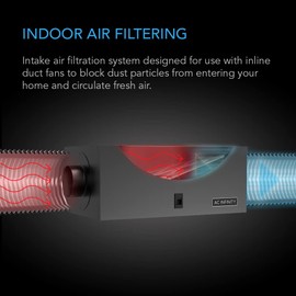 AC Infinity Inline Filter Box 4" with High Efficacy Filter, Whole House HVAC Filtration Kit, Fits 4-Inch Inline Duct Fans for Fresh Air Intake and Ventilation