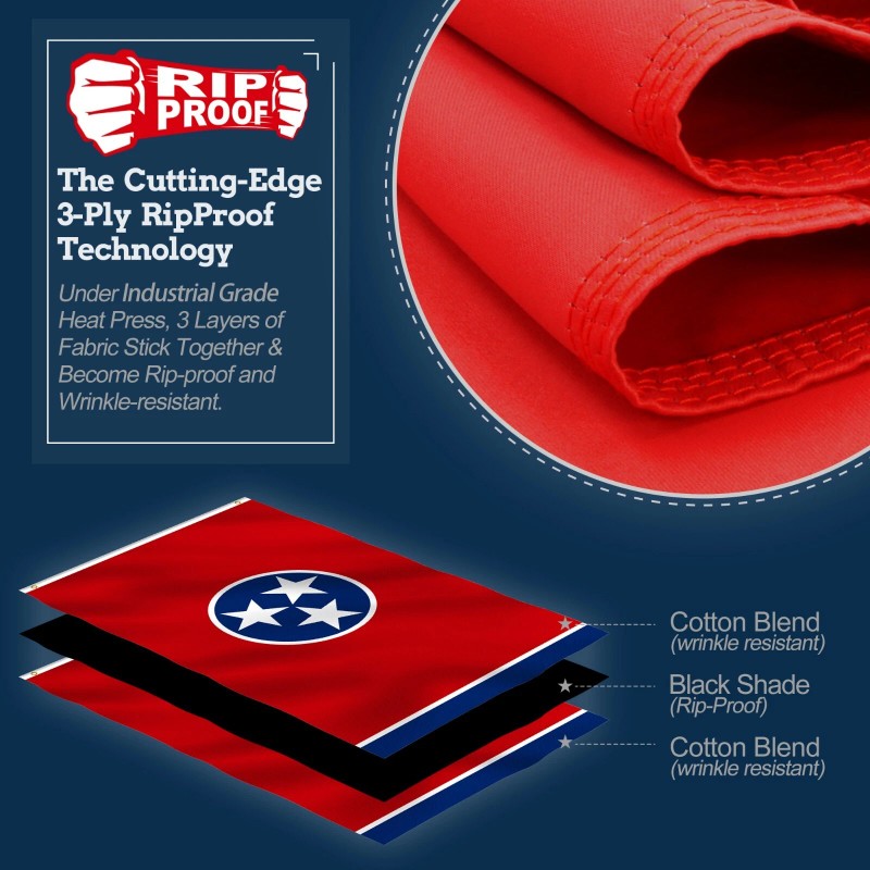 Anley Rip-Proof Double Sided 3-Ply Tennessee State Flag - Tennessee