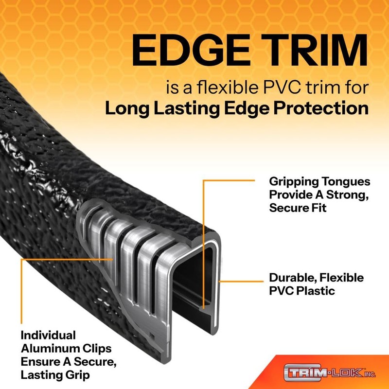 TRIM-LOK Edge Trim - Fits 1/8" Edge, 7/16” Leg Length,
