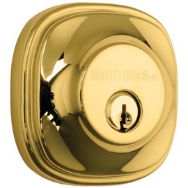 Brinks Push Pull Rotate Door Locks Alwood Passage Hall/Closet Lever and Deadbolt Combo Pack, Polished Brass, 23092-105